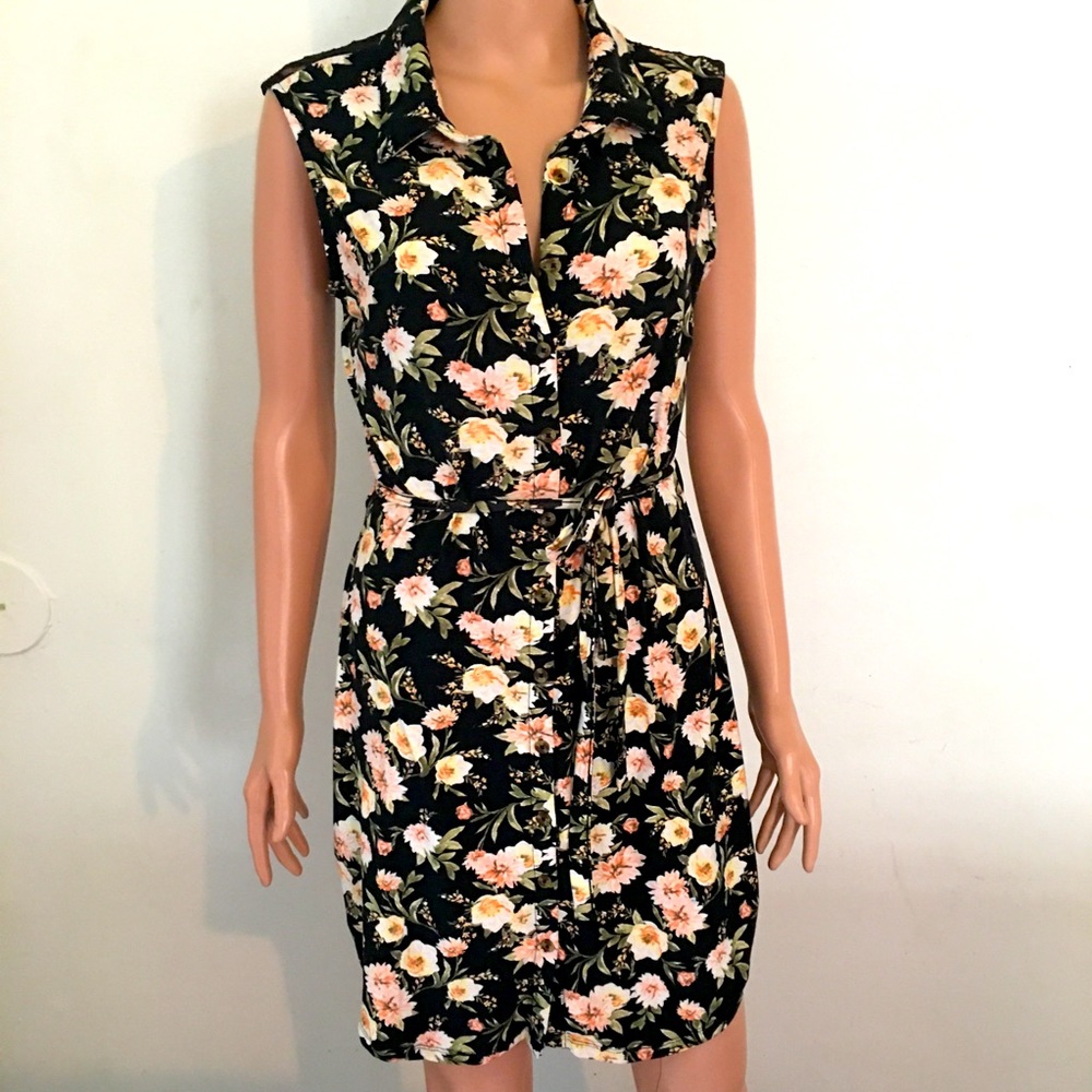 Floral Open Back Button Down Dress